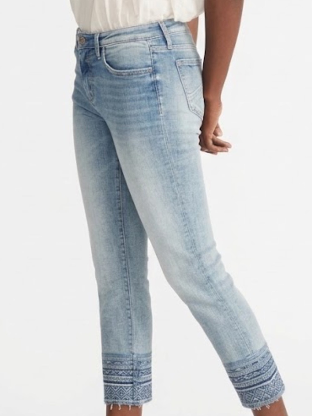 Anthropologie Driftwood Colette Straight Crop Embroidered Denim Women 26